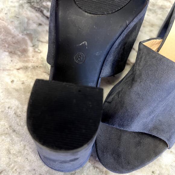 Cato Women's Gray Suede Platform Block Open Toe Heels Size 8 - Picture 6 of 6